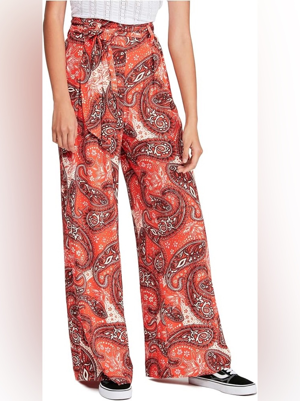 Free People Paisley Printed Double Trouble Wide Leg Pants Extra Small